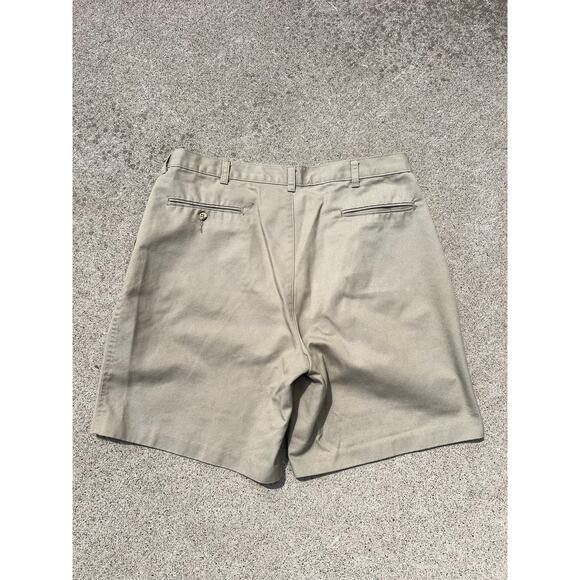 Edward's Pleated Front Zip Fly Tan Khaki Chino Shorts Size 36 - Picture 4 of 4